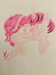 Size: 3024x4032 | Tagged: safe, windy, pegasus, pony, unicorn, g5, my little pony: make your mark, my little pony: make your mark chapter 3, winter wishday, spoiler:g5, spoiler:winter wishday, bust, colored, colored pencil drawing, colored pupils, drawing, duo, female, pink, portrait, siblings, traditional art, twins