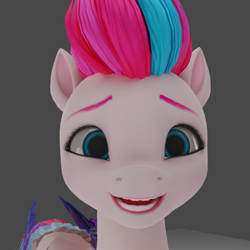 Size: 1920x1920 | Tagged: safe, zipp storm, pegasus, pony, g5, my little pony: a new generation, 3d, adorazipp, bust, cute, female, gray background, grin, looking at you, mare, open mouth, simple background, smiling, solo