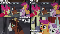 Size: 4400x2475 | Tagged: safe, edit, edited screencap, editor:quoterific, screencap, apple bloom, scootaloo, sweetie belle, trouble shoes, appleoosa's most wanted, cutie mark crusaders