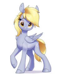 Size: 2615x3315 | Tagged: safe, artist:aquaticvibes, derpy hooves, pegasus, pony, derp, looking at you, raised hoof, smiling, smiling at you, solo