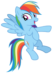 Size: 6876x9437 | Tagged: safe, artist:andoanimalia, rainbow dash, pegasus, pony, g4, non-compete clause, absurd resolution, female, mare, open mouth, open smile, simple background, smiling, solo, spread wings, transparent background, vector, wings