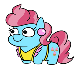 Size: 689x610 | Tagged: safe, artist:jargon scott, cup cake, earth pony, pony, g4, apron, clothes, commission, ear piercing, earring, female, jewelry, mare, piercing, simple background, solo, squatpony, white background