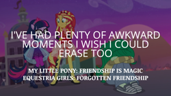 Size: 1920x1080 | Tagged: safe, edit, edited screencap, editor:quoterific, screencap, sunset shimmer, wallflower blush, human, equestria girls, equestria girls specials, g4, my little pony equestria girls: better together, my little pony equestria girls: forgotten friendship