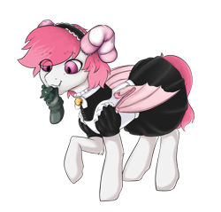 Size: 1747x1669 | Tagged: safe, artist:drops-of-blood, oc, oc only, oc:baltzar, oc:guaiacol, bat pony, pony, rat, bat pony oc, bell, clothes, digital art, duo, ear socks, maid, simple background, socks, striped socks, transparent background, wings