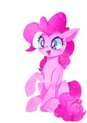 Size: 1075x1518 | Tagged: safe, artist:stacy_165cut, pinkie pie, earth pony, pony, g4, female, mare, open mouth, open smile, raised hoof, simple background, sitting, smiling, solo, white background