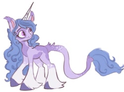Size: 640x477 | Tagged: safe, artist:beckydoki, izzy moonbow, pony, unicorn, g5, alternate design, female, leonine tail, long tail, mare, redesign, simple background, solo, tail, white background