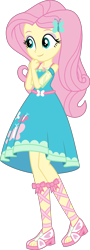 Size: 3000x8333 | Tagged: safe, artist:starryshineviolet, fluttershy, human, do it for the ponygram!, equestria girls, g4, my little pony equestria girls: better together, absurd resolution, clothes, cute, cutie mark on clothes, dress, female, fluttershy boho dress, geode of fauna, jewelry, magical geodes, necklace, open-toed shoes, shoes, shyabetes, simple background, sleeveless, smiling, solo, transparent background, vector