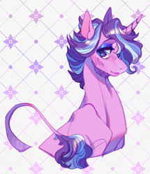 Size: 1226x1426 | Tagged: safe, artist:yuyusunshine, oc, oc only, oc:marine charm, pony, unicorn, bust, female, magical lesbian spawn, mare, offspring, parent:starlight glimmer, parent:trixie, parents:startrix, portrait, solo