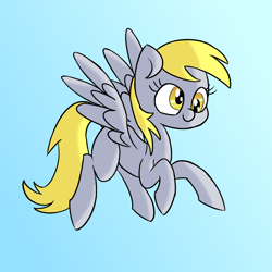 Size: 1300x1300 | Tagged: safe, artist:fakkajohan, derpy hooves, pegasus, pony, g4, female, flying, gradient background, missing cutie mark, solo, spread wings, wings