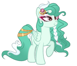 Size: 1006x862 | Tagged: safe, artist:existencecosmos188, oc, oc only, pegasus, pony, base used, braid, eyelashes, female, magical lesbian spawn, mare, offspring, parent:lyra heartstrings, parent:princess celestia, pegasus oc, raised hoof, simple background, smiling, solo, transparent background