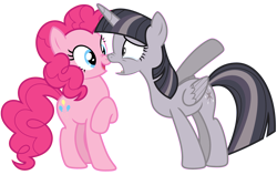 Size: 4000x2533 | Tagged: safe, artist:estories, artist:wardex101, edit, pinkie pie, twilight sparkle, alicorn, pony, g4, boop, crying, crylight sparkle, discorded, discorded twilight, folded wings, high res, looking at each other, looking at someone, noseboop, sad, simple background, teary eyes, transparent background, twilight sparkle (alicorn), twilight tragedy, vector, wings
