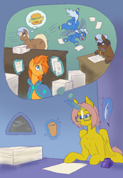 Size: 832x1200 | Tagged: safe, artist:weasselk, caboose, full steam, promontory, silver lining, silver zoom, sunburst, oc, oc:heartstrong flare, alicorn, earth pony, pegasus, pony, unicorn, comic:plot of the plot cult, g4, alicorn oc, burger, butt, butt bump, candle, candlelight, candlestick, canterlot, canterlot castle, cape, chair, clothes, colored, comic, commissioner:bigonionbean, commissioner:buffaloman20, cup, cutie mark, feather, flank, flying, food, fusion:caboose, fusion:promontory, fusion:silver zoom, fusion:sunburst, glasses, hay burger, horn, ink, large butt, levitation, magic, male, paper, pen, pencil, plot, reading, robe, stallion, stormcloud, table, telekinesis, the ass was fat, thought bubble, tower, uniform, wall of tags, wings, wonderbolts, wonderbolts uniform, writer:bigonionbean, writing