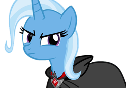 Size: 1021x720 | Tagged: safe, edit, edited screencap, screencap, trixie, pony, unicorn, g4, magic duel, my little pony: friendship is magic, season 3, alicorn amulet, background removed, cloak, clothes, female, mare, not a vector, simple background, solo, transparent background, trixie is not amused, unamused