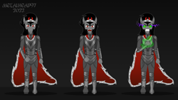 Size: 8000x4500 | Tagged: safe, alternate version, artist:metalhead97, king sombra, equestria girls, g4, angry, armor, aura, boots, cape, cloak, clothes, commission, crown, dark magic, equestria girls-ified, evil, fangs, fist, frown, gray background, gritted teeth, jewelry, looking at you, magic, magic aura, male, poses, red eyes, regalia, shoes, show accurate, simple background, solo, sombra eyes, walking