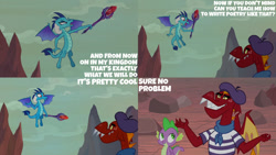 Size: 1280x720 | Tagged: safe, edit, edited screencap, editor:quoterific, screencap, garble, princess ember, spike, dragon, g4, season 9, sweet and smoky, dragoness, female, flying, male, open mouth, open smile, smiling, winged spike, wings