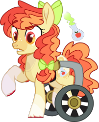 Size: 2042x2532 | Tagged: safe, artist:rickysocks, apple bloom, earth pony, pony, g4, alternate design, bow, freckles, high res, simple background, solo, transparent background, wheelchair