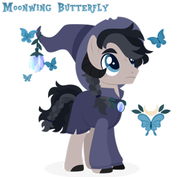 Size: 1920x1920 | Tagged: safe, artist:kabuvee, oc, oc:moonwing butterfly, earth pony, pony, clothes, hat, male, simple background, solo, stallion, transparent background, wizard hat