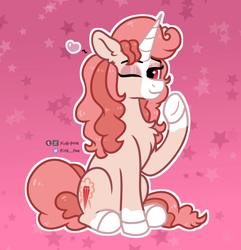 Size: 1300x1350 | Tagged: safe, artist:pink-pone, oc, pony, unicorn, female, mare, one eye closed, simple background, solo, transparent background