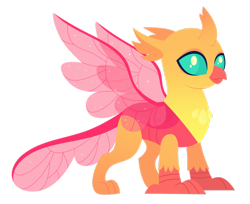 Size: 1920x1567 | Tagged: safe, artist:kabuvee, oc, changedling, changeling, griffling, griffon, hybrid, original species, pony, female, pointy ponies, simple background, solo, transparent background