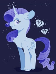 Size: 1536x2048 | Tagged: safe, artist:pastacrylic, rarity, pony, unicorn, g4, chest fluff, diamond, lidded eyes, looking at you, smiling, solo, sparkles