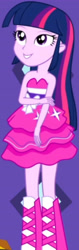 Size: 1920x6091 | Tagged: safe, screencap, twilight sparkle, eqg summertime shorts, equestria girls, g4, make up shake up, bare shoulders, boots, cropped, fall formal outfits, female, shoes, sleeveless, smiling, solo, strapless, twilight ball dress