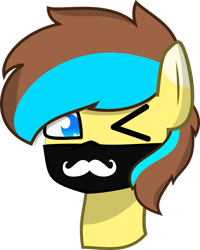 Size: 725x908 | Tagged: safe, artist:samsailz, oc, oc only, pony, bust, commission, cute, facial hair, mask, moustache, one eye closed, portrait, simple background, solo, transparent background, wink, ych result