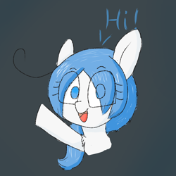 Size: 768x768 | Tagged: safe, artist:cherro, oc, oc only, oc:mal, pony, dialogue, hi, looking at you, smiling, solo, waving at you