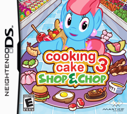 Size: 900x807 | Tagged: safe, artist:firestorm-can, artist:nickyv917, edit, vector edit, cup cake, earth pony, pony, g4, apple, bread, burger, candy apple, cooking mama, egg, female, food, mare, nintendo ds, solo, vector