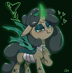 Size: 1548x1573 | Tagged: safe, artist:lou, oc, oc only, oc:louvely, changeling, changeling queen, brown changeling, changeling oc, changeling queen oc, changelingified, female, looking at you, solo, species swap
