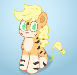 Size: 1484x1431 | Tagged: dead source, safe, artist:limitmj, applejack, big cat, cat, tiger, g4, catified, cute, jackabetes, solo, species swap, year of the tiger