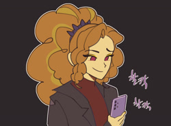 Size: 1280x941 | Tagged: safe, artist:eopo, adagio dazzle, equestria girls, g4, black background, cellphone, clothes, coat, cute, female, phone, simple background, smartphone, solo, sweater