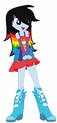 Size: 406x875 | Tagged: safe, artist:drawingsnow66, oc, equestria girls, g4, bare shoulders, boots, clothes swap, fall formal outfits, high heel boots, shoes, sleeveless, solo