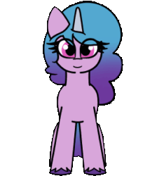 Size: 266x297 | Tagged: safe, artist:deltarainrum, izzy moonbow, pony, unicorn, g5, my little pony: a new generation, animated, female, gif, mare, missing cutie mark, simple background, speen, spinning, turnaround