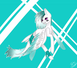 Size: 2618x2291 | Tagged: safe, artist:maneblue, oc, oc only, pegasus, pony, abstract background, high res, looking back, pegasus oc, solo, wings