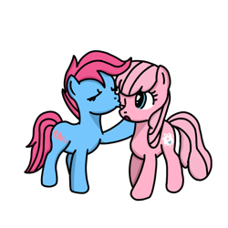 Size: 768x768 | Tagged: safe, artist:danielthebrony57, baby cuddles, baby tiddley-winks, earth pony, pony, g1, g4, :o, baby, baby pony, baby tiddlybetes, cuddlebetes, cuddlewinks, cute, duo, eyes closed, female, filly, foal, g1 to g4, generation leap, kissing, lesbian, o, o mouth, one eye closed, open mouth, shipping, simple background, transparent background
