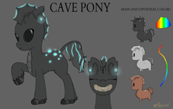 Size: 1900x1200 | Tagged: safe, artist:spfoster, original species, cave pony, chibi, crystal, gray coat, reference