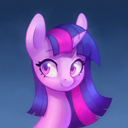 Size: 1600x1600 | Tagged: safe, artist:asimos, twilight sparkle, pony, g4, alternate hairstyle, bust, colored pupils, cute, female, mare, portrait, solo, twiabetes