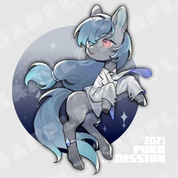 Size: 2000x2000 | Tagged: safe, artist:puzi, oc, oc only, earth pony, pony, 2021, clothes, commission, earth pony oc, female, high res, mare, necktie, solo, watermark
