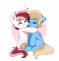 Size: 3892x4006 | Tagged: safe, artist:kittyrosie, oc, oc only, oc:lusty symphony, oc:toricelli, pegasus, pony, blushing, commission, cute, duo, eyes closed, holiday, hug, oc x oc, pegasus oc, shipping, valentine's day, ych result