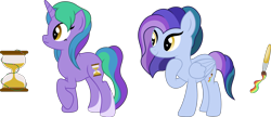 Size: 2731x1184 | Tagged: safe, artist:littlejurnalina, oc, oc only, pegasus, pony, unicorn, female, mare, simple background, transparent background