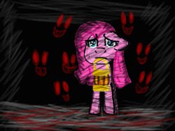 Size: 965x721 | Tagged: safe, artist:oatmeal-is-crazy, artist:potatoo-tree, pinkie pie, earth pony, pony, fanfic:silent ponyville, g4, 2012, deviantart muro, lantern, lantern in mouth, pinkamena diane pie