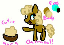 Size: 965x681 | Tagged: safe, artist:oatmeal-is-crazy, artist:potatoo-tree, earth pony, pony, 2012, deviantart muro, female, food, mare, oatmeal, oats, reference sheet, solo