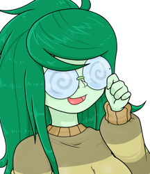 Size: 640x740 | Tagged: safe, alternate version, artist:batipin, wallflower blush, human, equestria girls, g4, adjusting glasses, female, glasses, multiple variants, open mouth, simple background, solo, transparent background