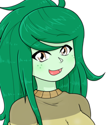Size: 640x740 | Tagged: safe, alternate version, artist:batipin, wallflower blush, human, equestria girls, g4, bust, cute, female, flowerbetes, freckles, looking at you, multiple variants, open mouth, simple background, solo, transparent background