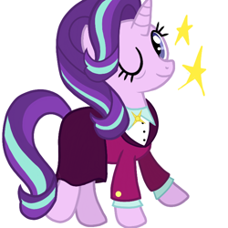 Size: 720x720 | Tagged: safe, artist:sallyso, starlight glimmer, pony, unicorn, g4, clothes, eye wrinkles, eyelashes, female, mare, older, older starlight glimmer, one eye closed, simple background, smiling, solo, white background, wink