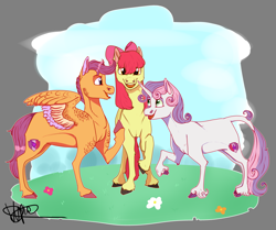 Size: 4300x3600 | Tagged: safe, artist:sashakruchkinatv, apple bloom, scootaloo, sweetie belle, earth pony, pegasus, pony, unicorn, g4, cutie mark crusaders