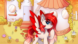 Size: 2500x1406 | Tagged: safe, artist:stesha, oc, oc only, oc:making amends, pegasus, pony, chest fluff, commission, ear fluff, female, looking at you, mare, profile, raised hoof, solo, ych result