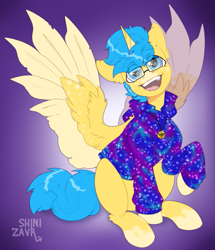 Size: 1061x1236 | Tagged: safe, artist:shinizavr, oc, alicorn, pony, looking at you, sitting, smiling, smiling at you, solo