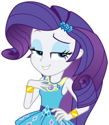 Size: 2631x3016 | Tagged: safe, artist:sketchmcreations, rarity, equestria girls, equestria girls specials, g4, my little pony equestria girls: better together, my little pony equestria girls: holidays unwrapped, o come all ye squashful, bracelet, dreamworks face, eyeshadow, female, geode of shielding, grin, hand on chest, hand on hip, high res, jewelry, lidded eyes, magical geodes, makeup, raised eyebrow, rarity peplum dress, simple background, smiling, solo, transparent background, vector