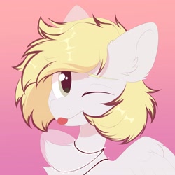 Size: 4096x4096 | Tagged: safe, artist:kebchach, oc, oc only, oc:ludwig von leeb, pegasus, pony, blonde hair, cute, ear fluff, garland, green eyes, happy new year, holiday, looking at you, male, solo, stallion, tongue out, wings